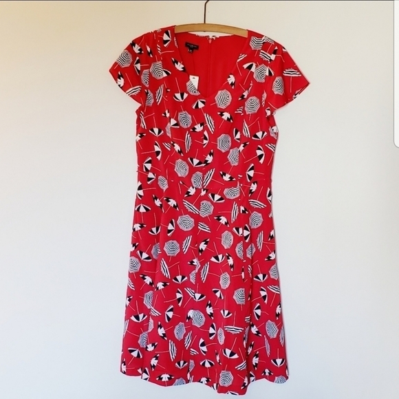 Talbots Umbrella Red Dress Size 6 - Picture 4 of 5